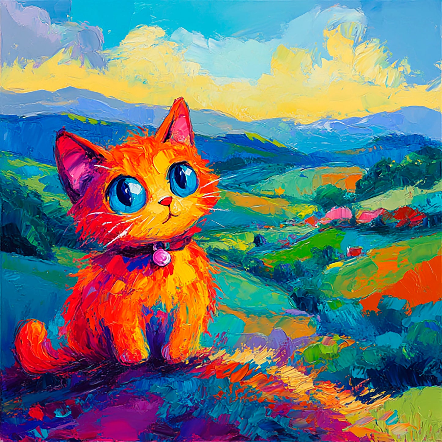 Post-Impressionist Kitten Magic - Digital Artwork 29