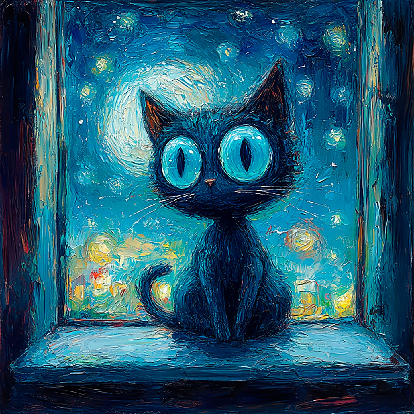 Post-Impressionist Kitten Magic - Digital Artwork 2