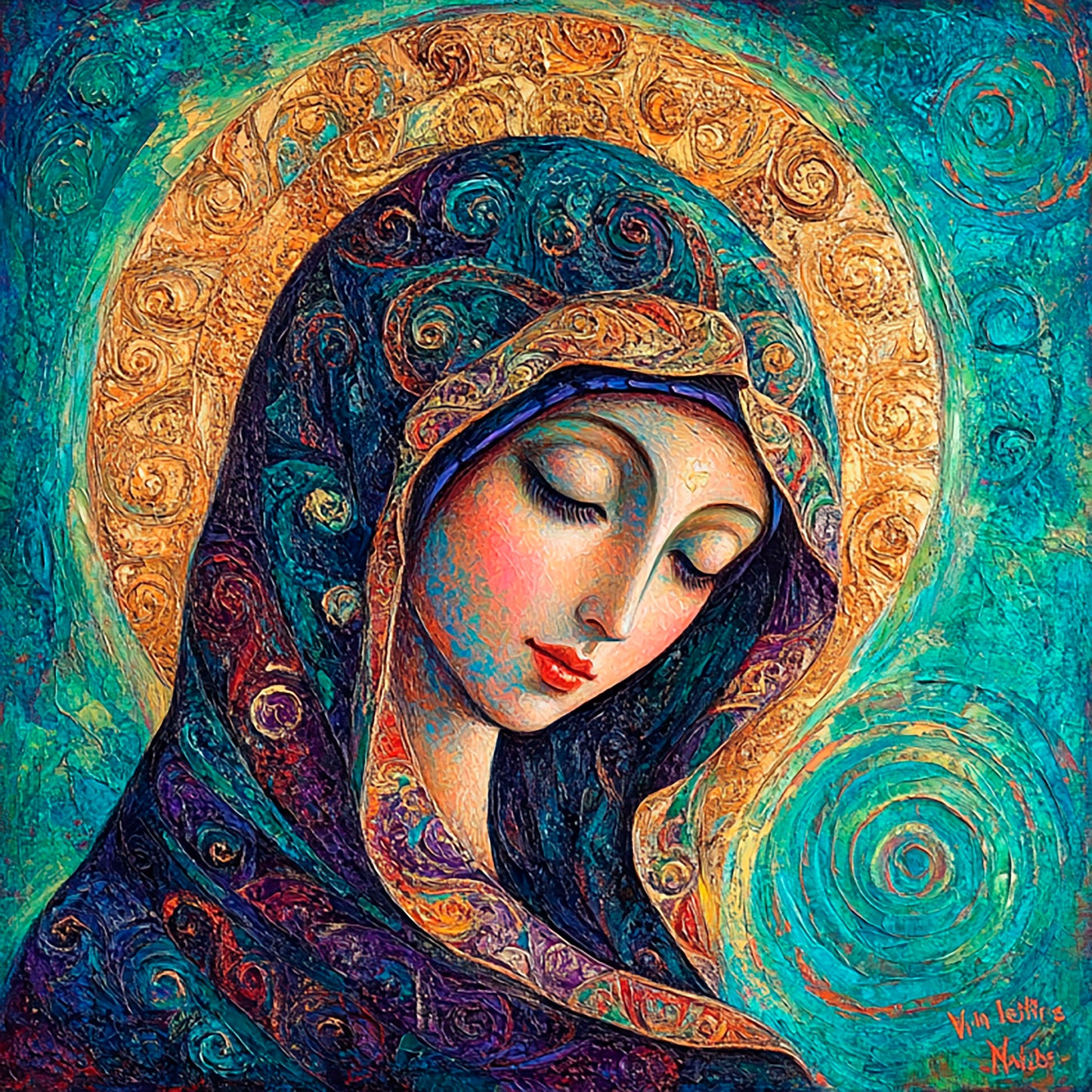 Graceful Light: Virgin Mary bringing spiritual comfort to your home: Digital artwork - Image 3