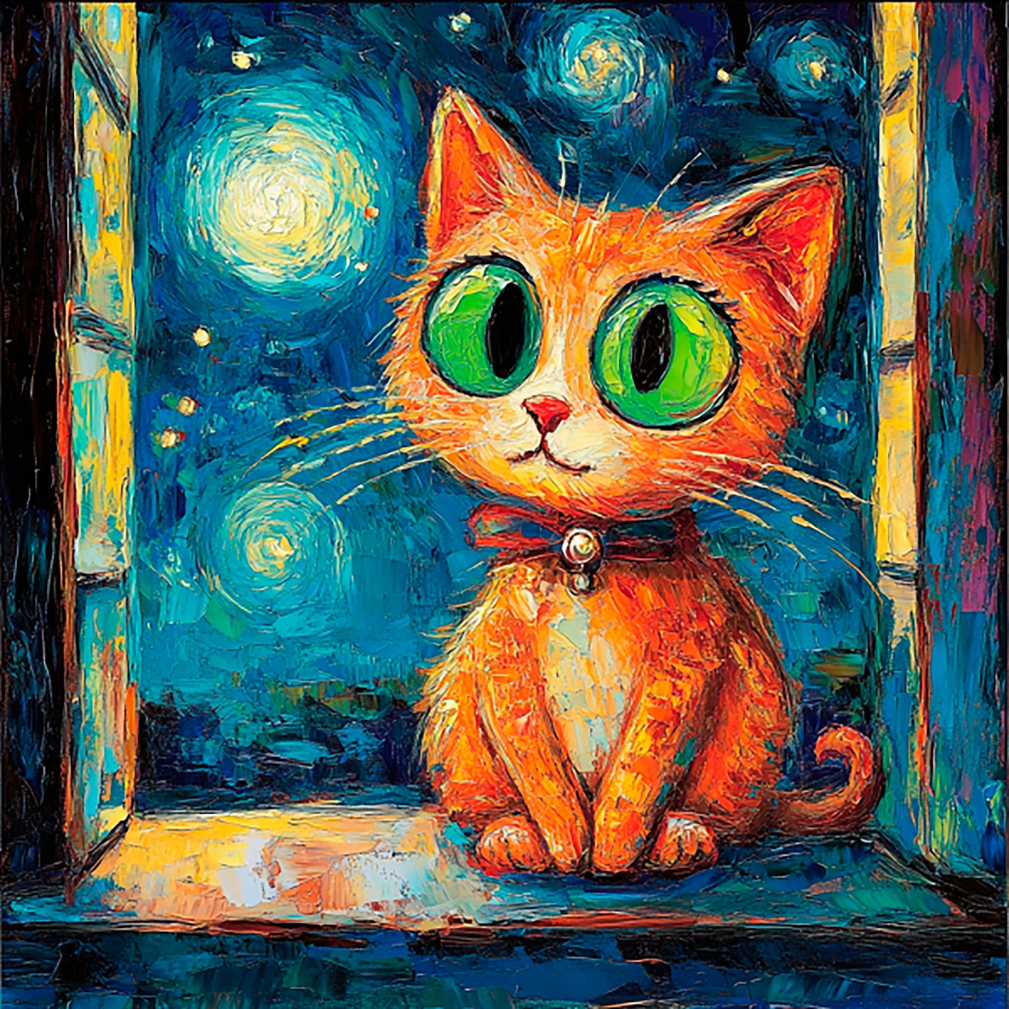 Post-Impressionist Kitten Magic - Digital Artwork 4