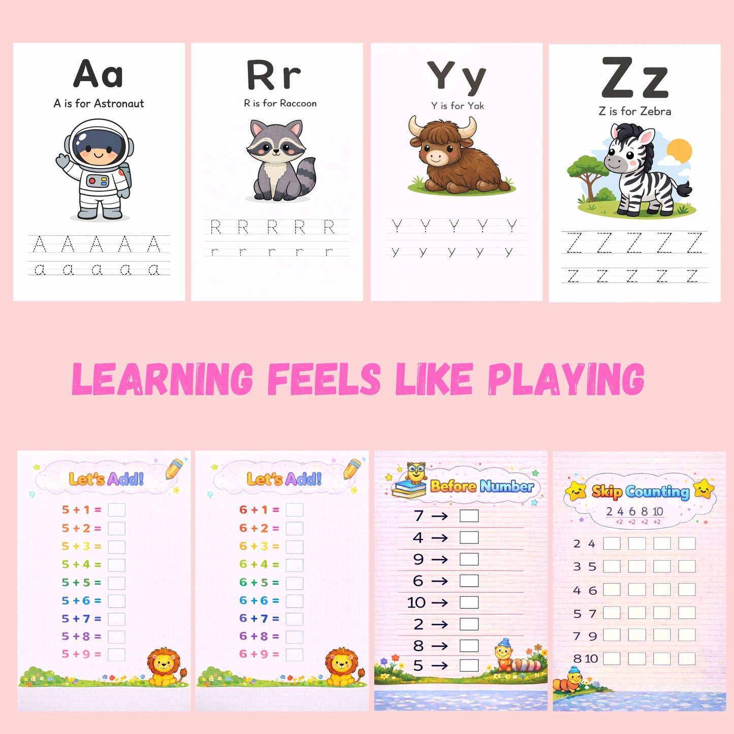 Preschool Learning Bundle - 230+ Colorful Worksheets | Math & English | Ages 3+