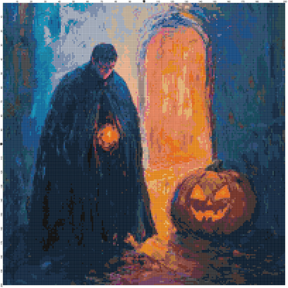 Magic Halloween cross stitch PDF bundle — ghost, skeleton, and spider pumpkin patterns for Halloween embroidery.