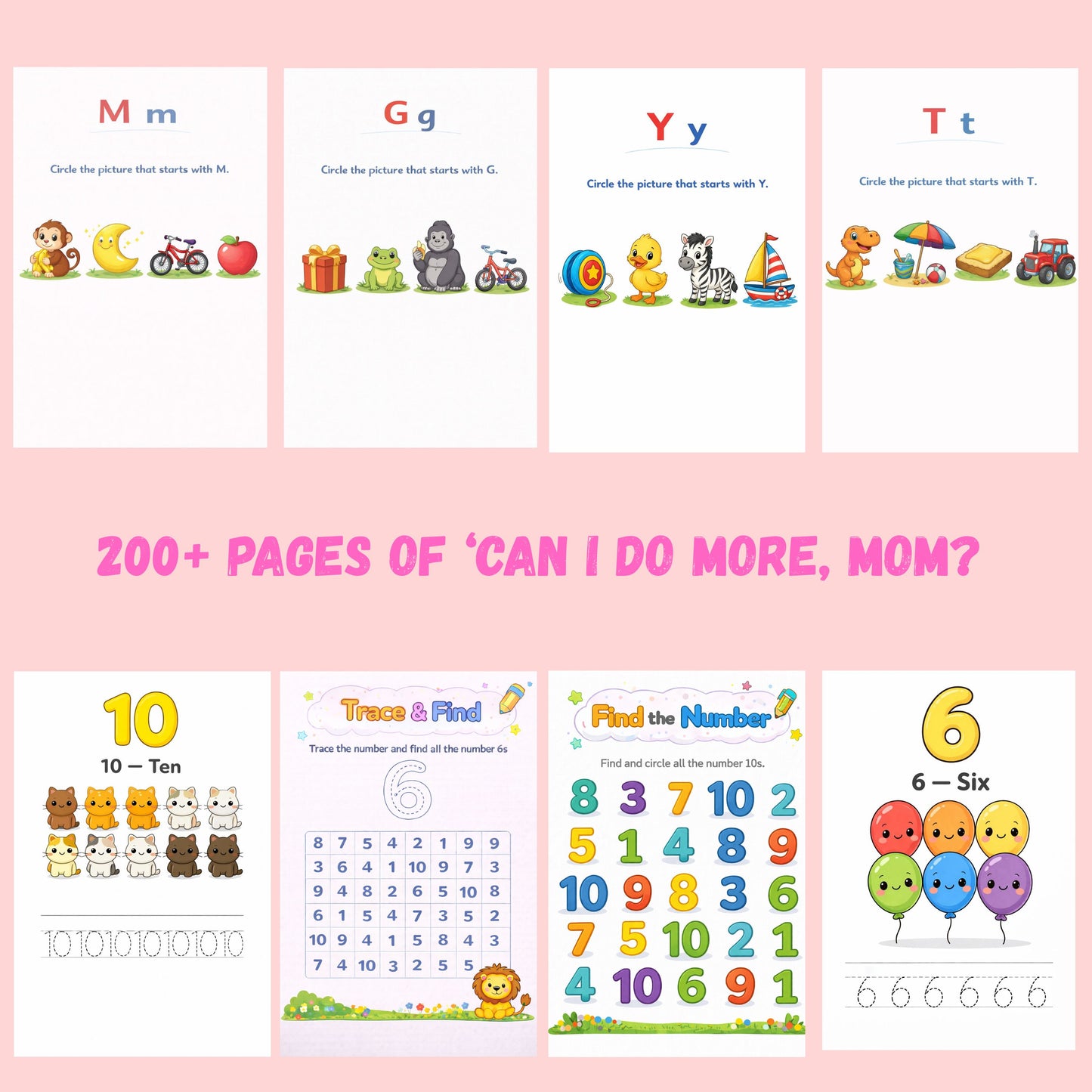 Preschool Learning Bundle - 230+ Colorful Worksheets | Math & English | Ages 3+