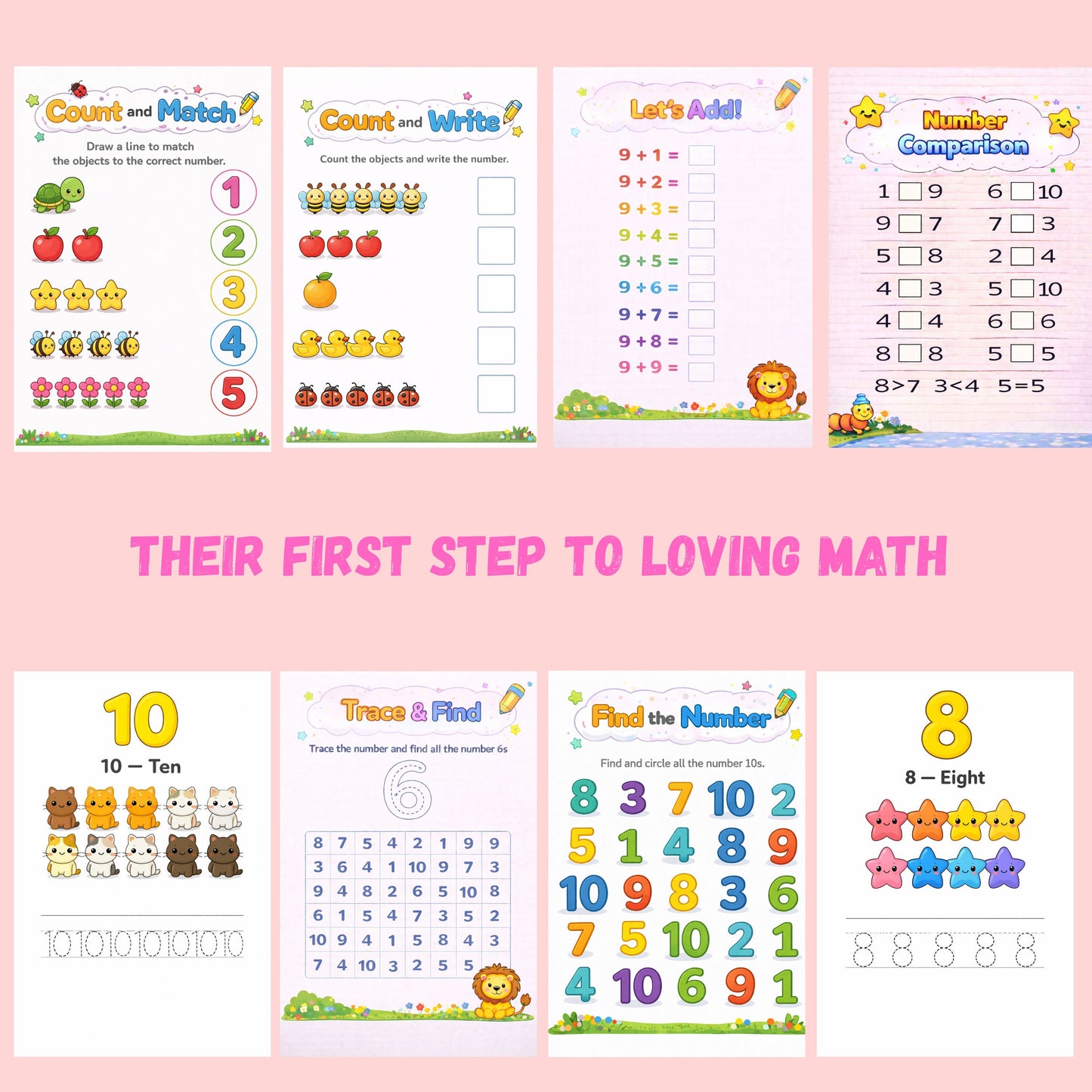 Preschool Learning Bundle - 230+ Colorful Worksheets | Math & English | Ages 3+
