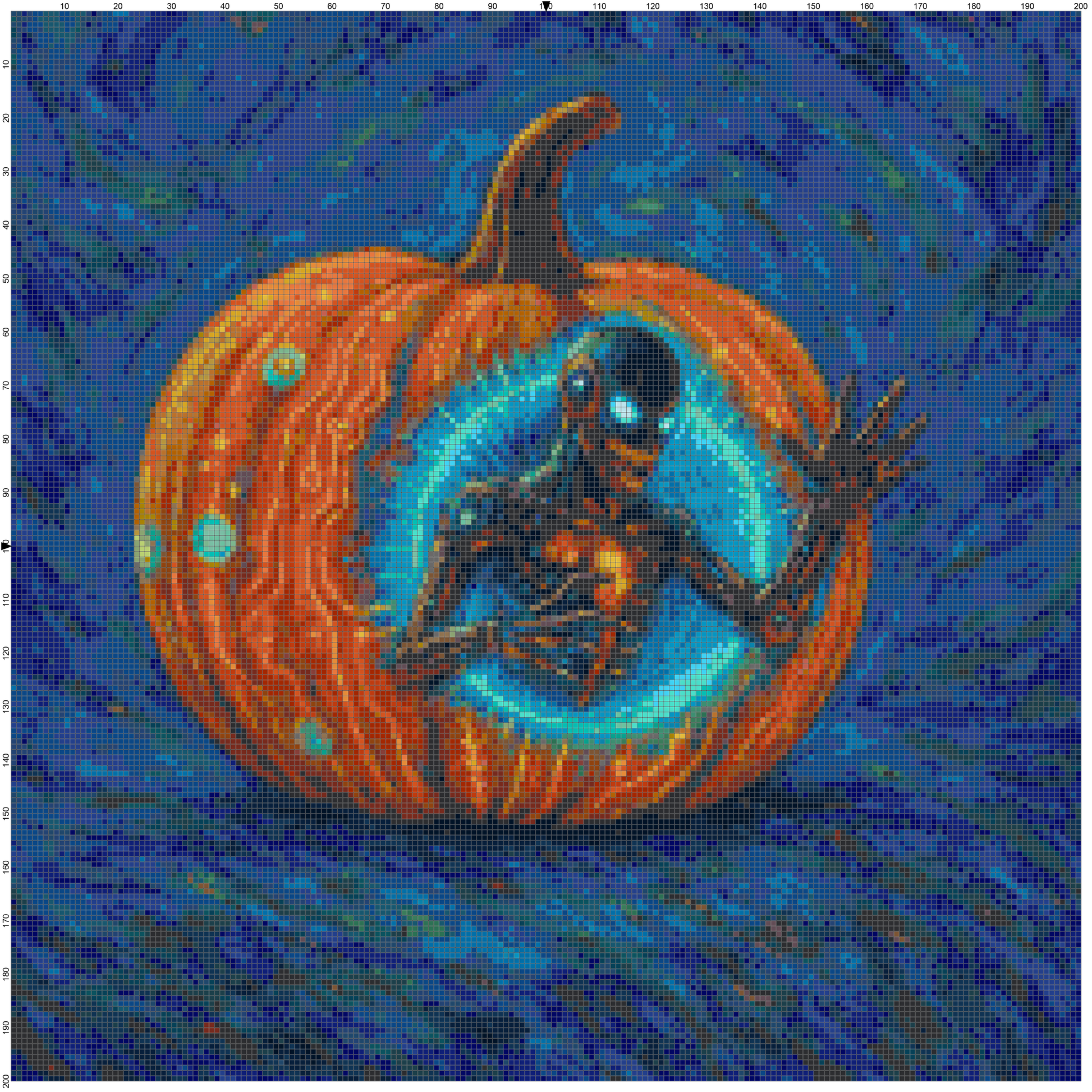 Magic Halloween cross stitch PDF bundle — ghost, skeleton, and spider pumpkin patterns for Halloween embroidery.