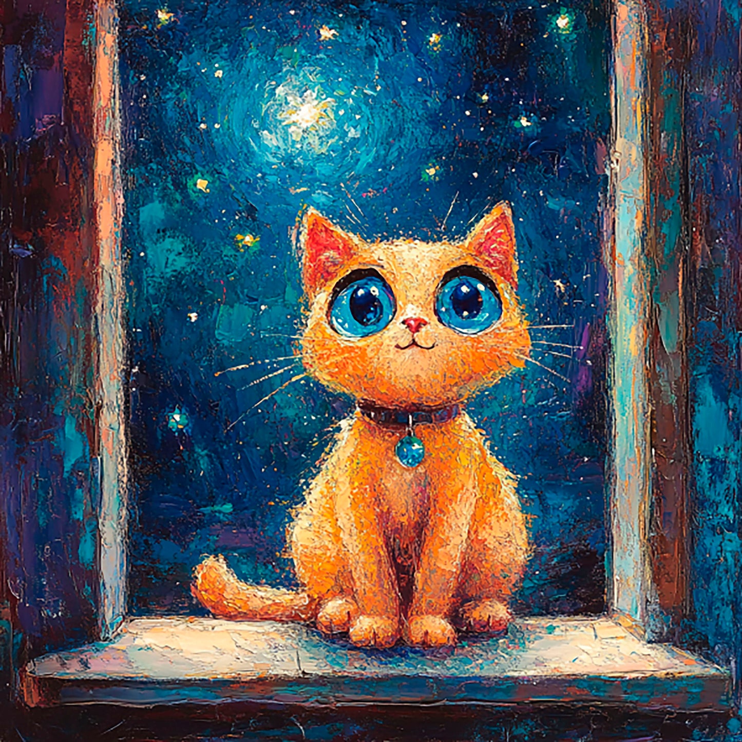 Post-Impressionist Kitten Magic - Digital Artwork 3