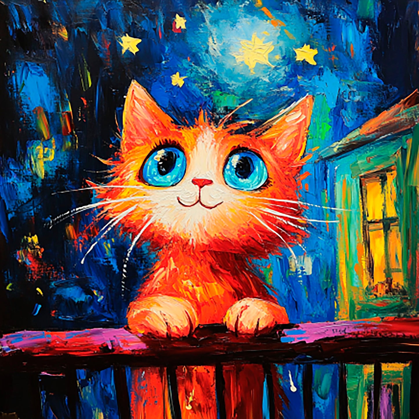 Post-Impressionist Kitten Magic - Digital Artwork 41