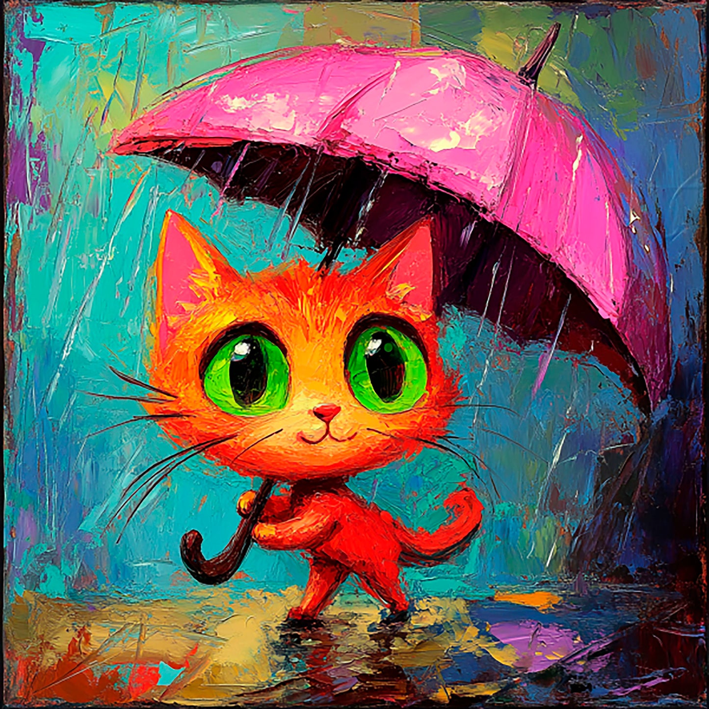 Post-Impressionist Kitten Magic - Digital Artwork 52