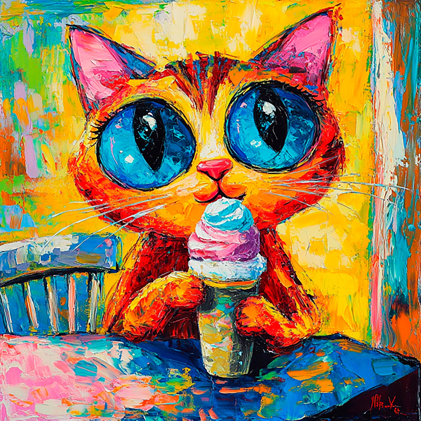 Post-Impressionist Kitten Magic - Digital Artwork 7