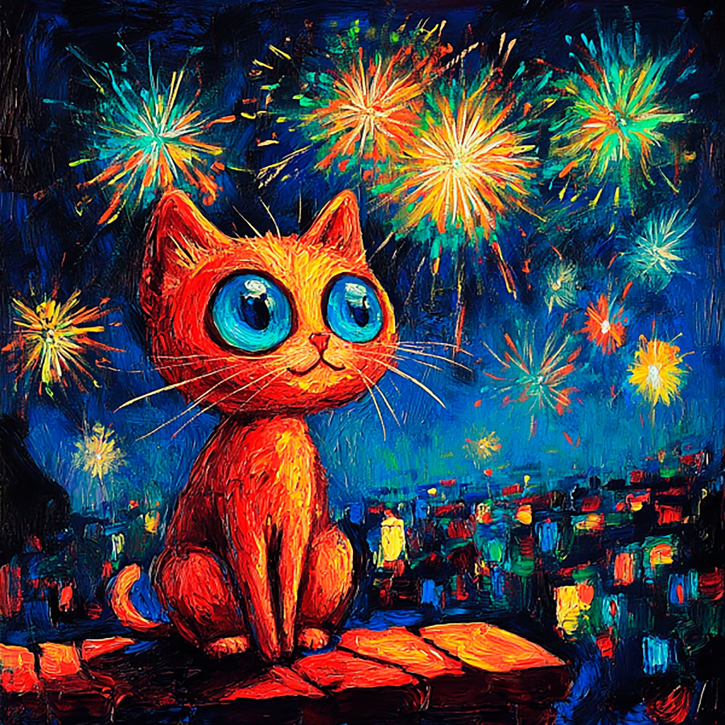 Post-Impressionist Kitten Magic - Digital Artwork 8