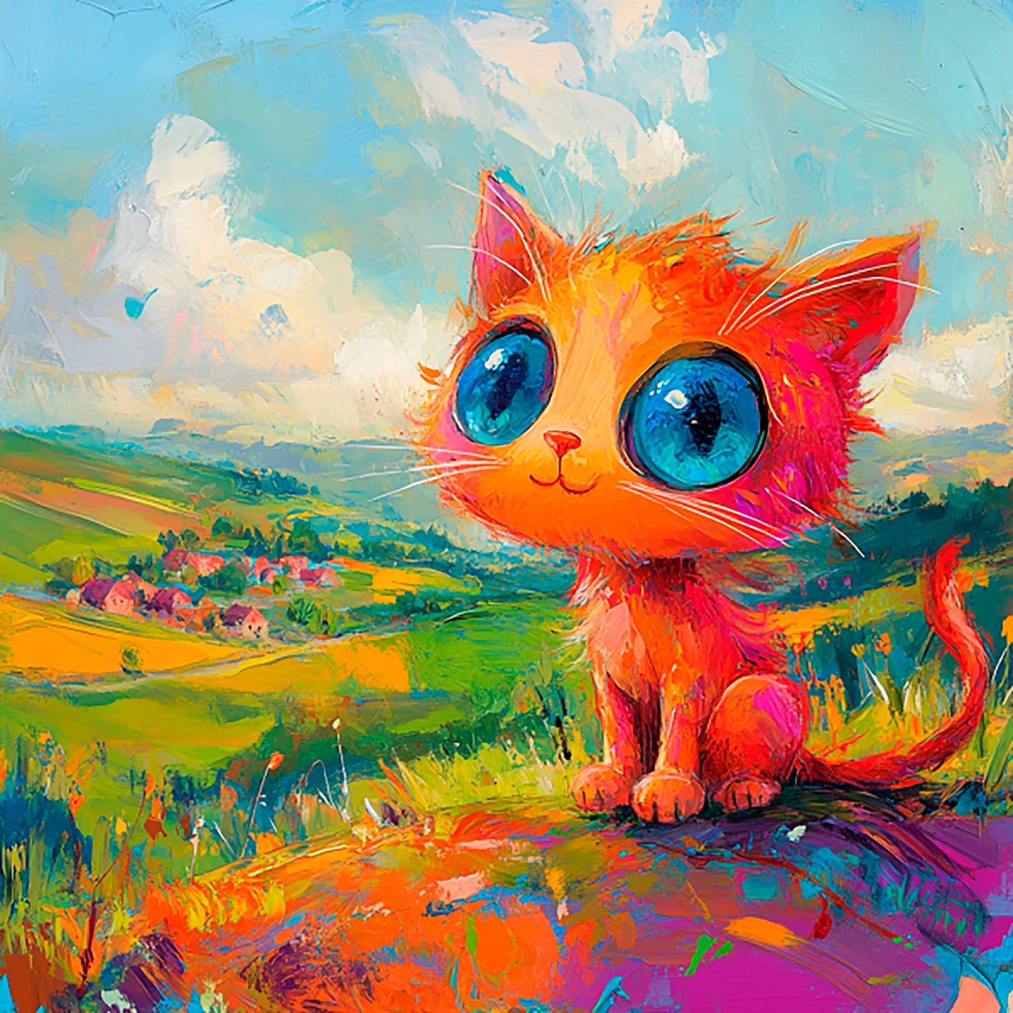 Post-Impressionist Kitten Magic - Digital Artwork 9